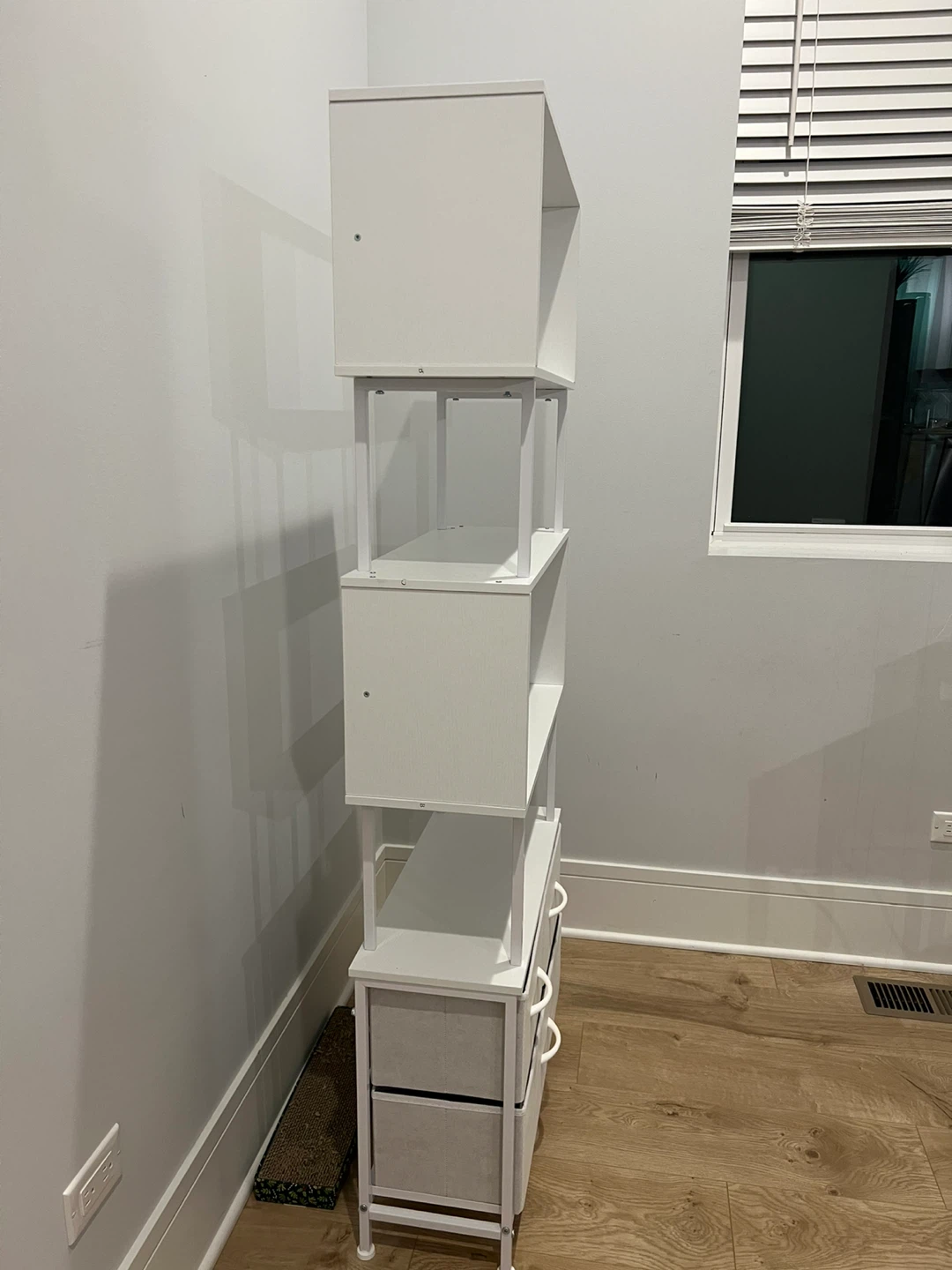 White 5-Shelf Bookcase with 3 Fabric Drawers - photo 3