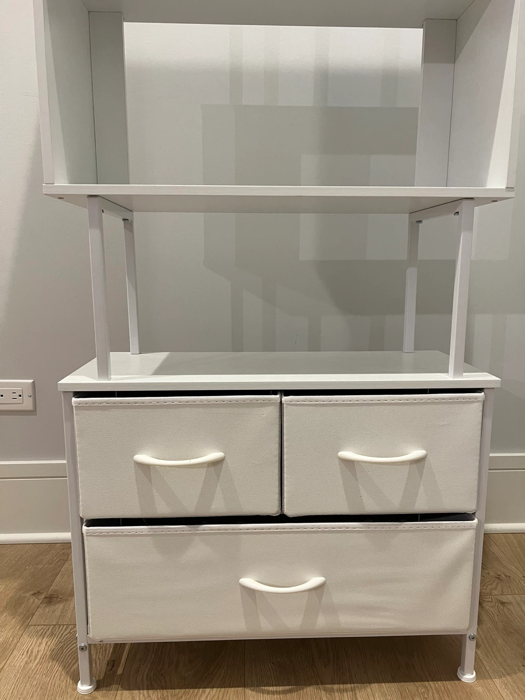 White 5-Shelf Bookcase with 3 Fabric Drawers - photo 4