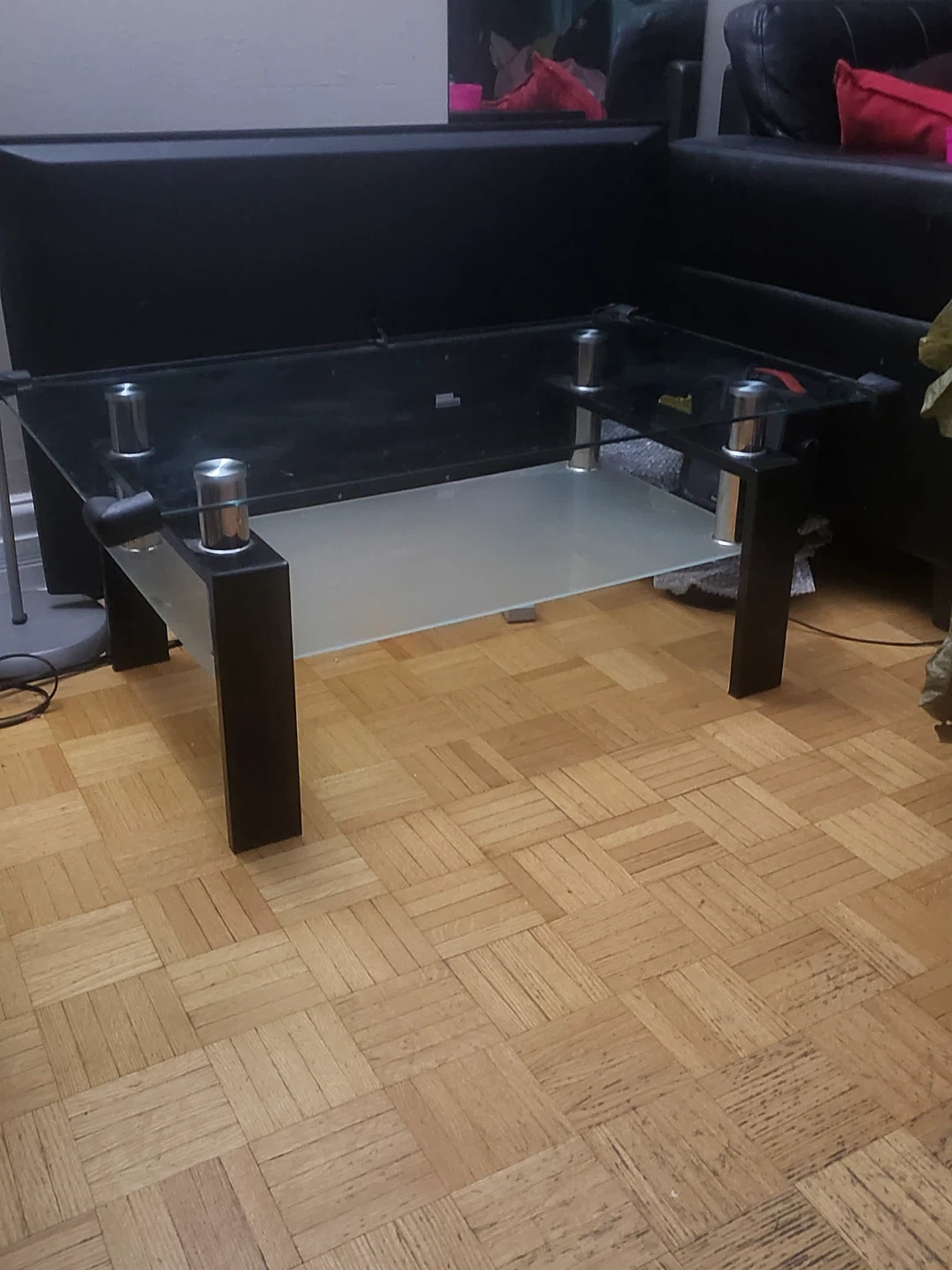 Glass Top Coffee Table with Black Wood Frame - photo 4
