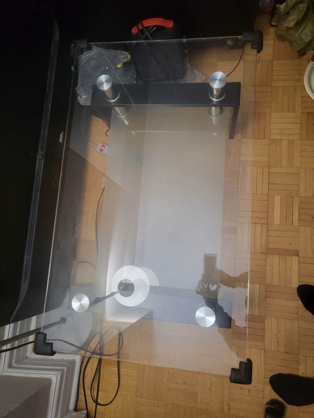 Glass Top Coffee Table with Black Wood Frame - photo 3