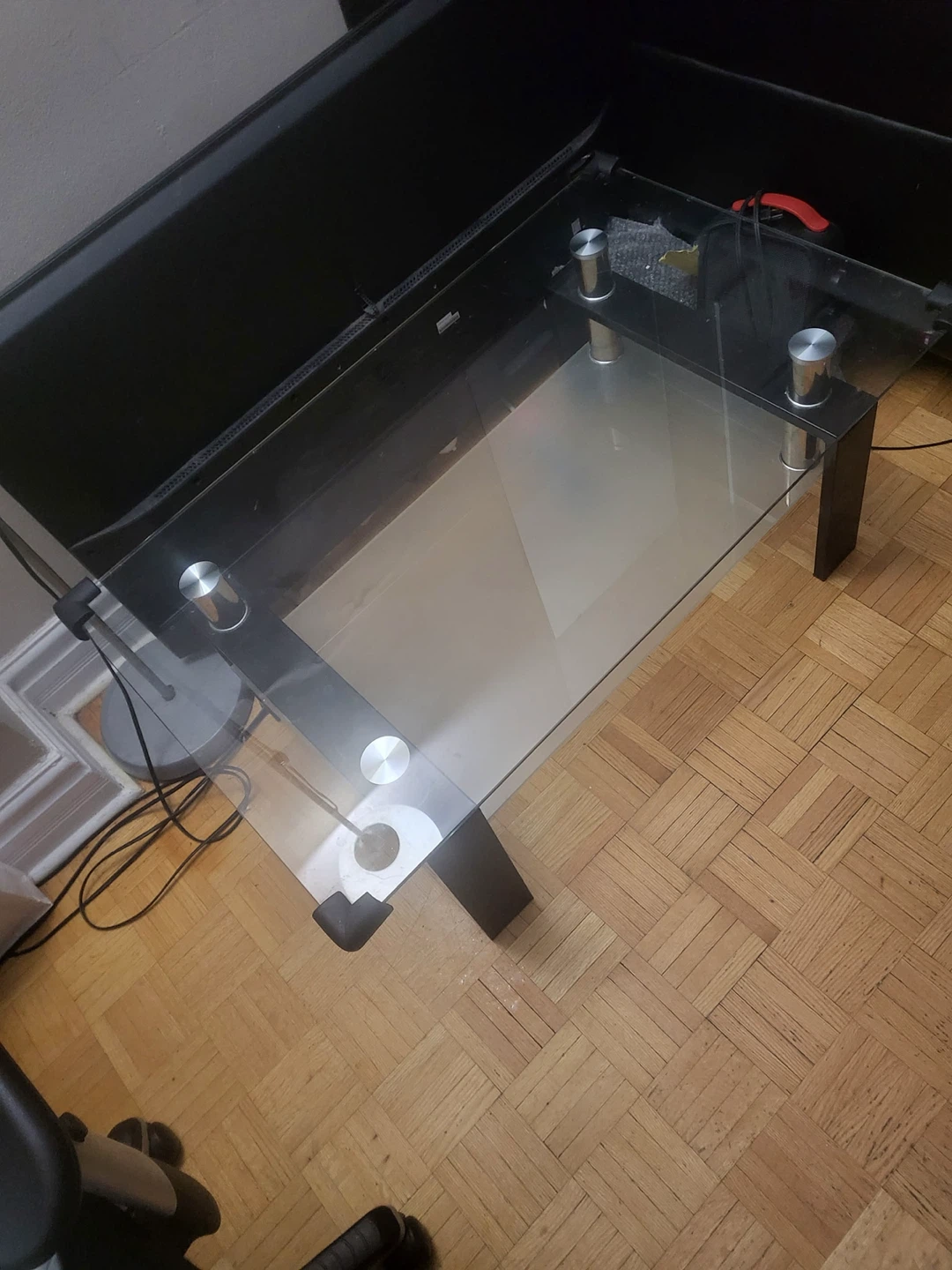 Glass Top Coffee Table with Black Wood Frame - photo 2