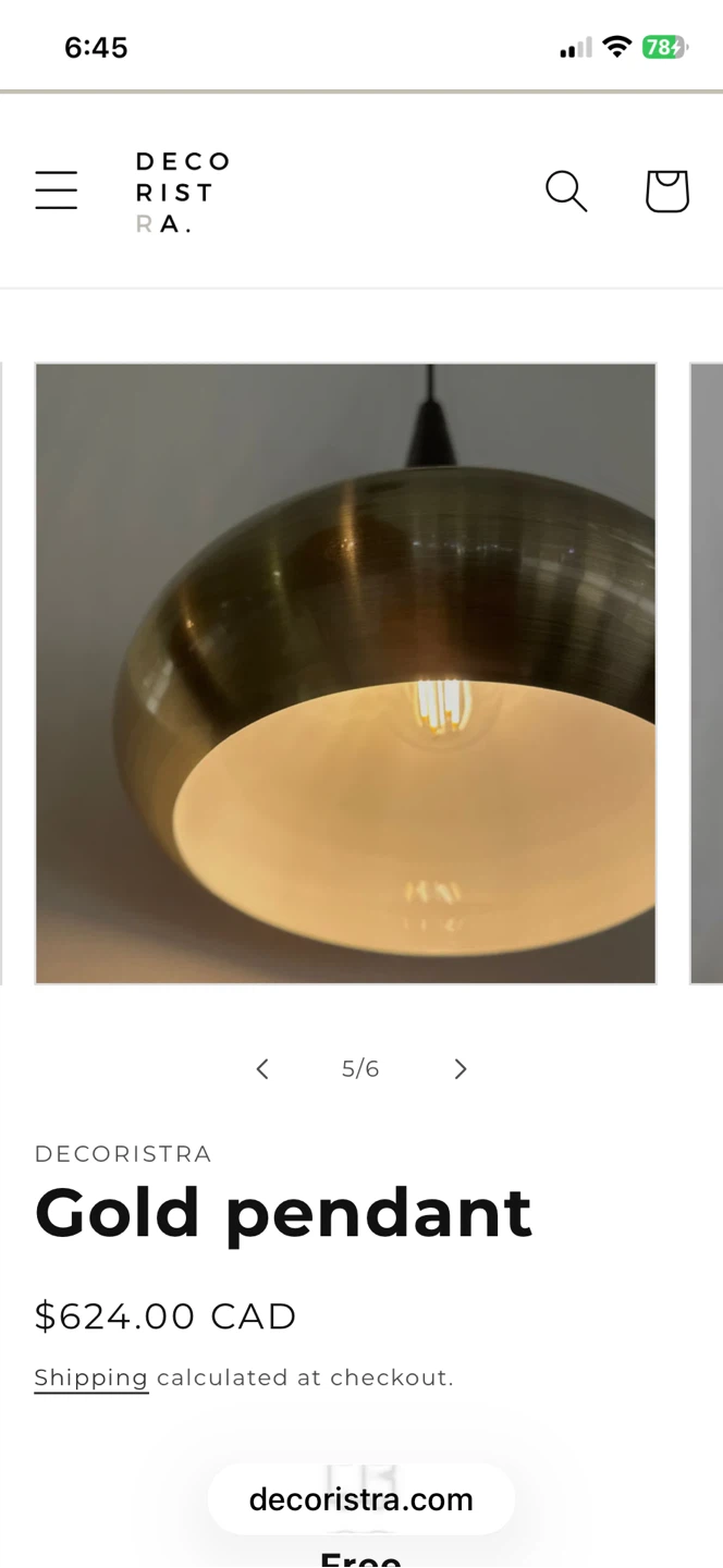 DECORISTRA Gold Pendant Light Fixture - photo 3