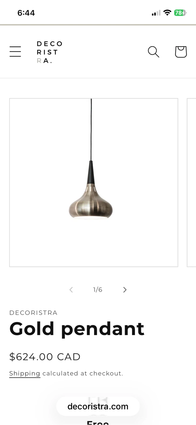 DECORISTRA Gold Pendant Light Fixture