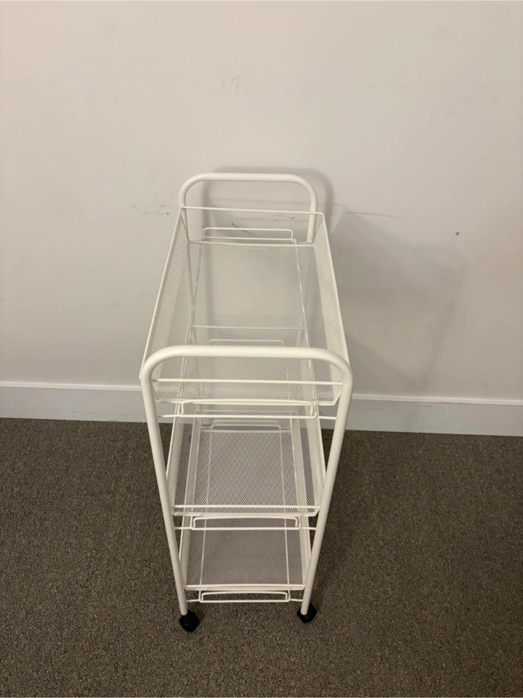 White 3-Tier Mesh Rolling Cart - photo 2