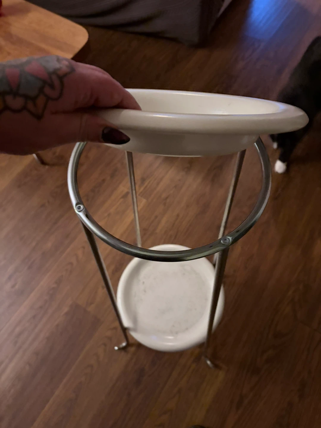Vintage White Plant Stand with Two Tiers - photo 3