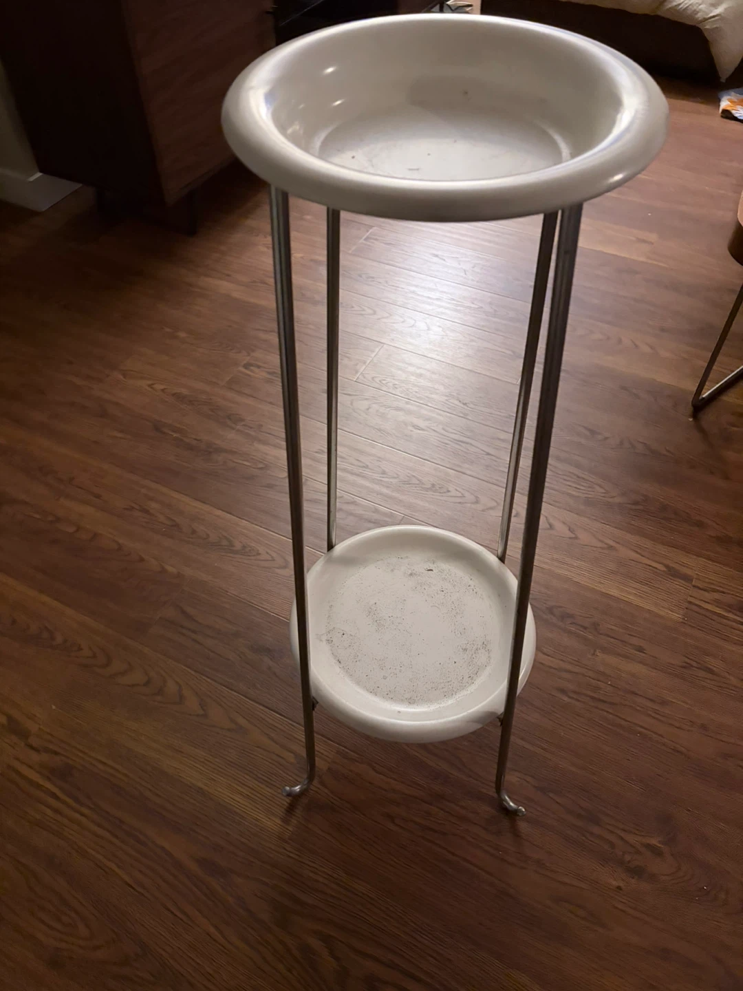 Vintage White Plant Stand with Two Tiers - photo 2