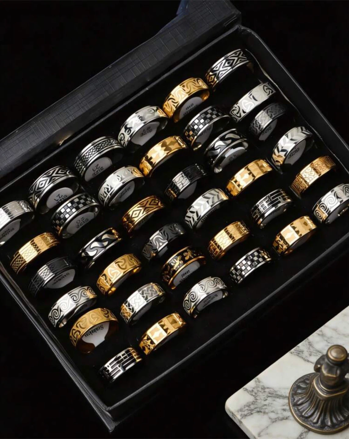 1pc- Stainless Steel Mens Rings Set