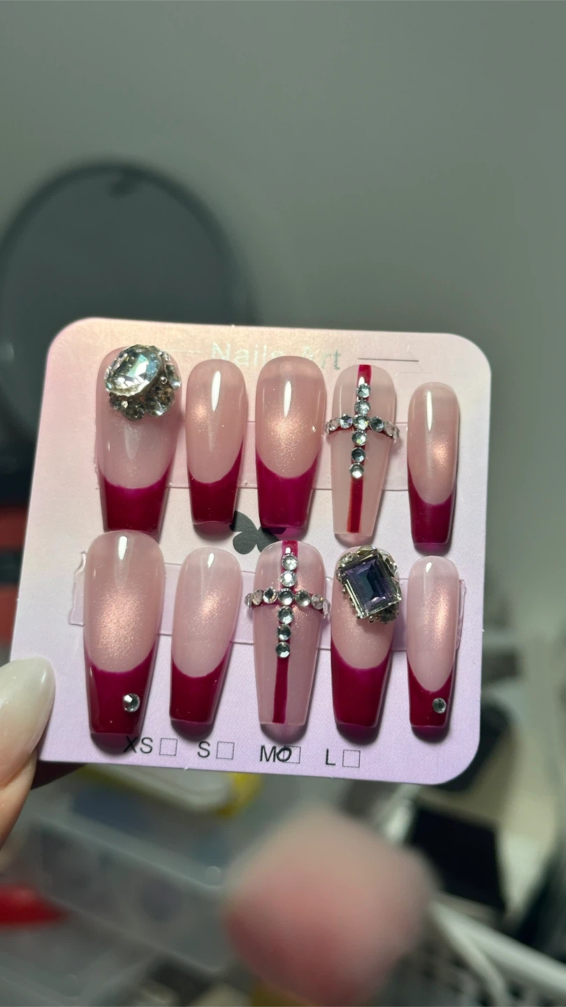 Press-on Nails with Rhinestone & Jewel Embellishments