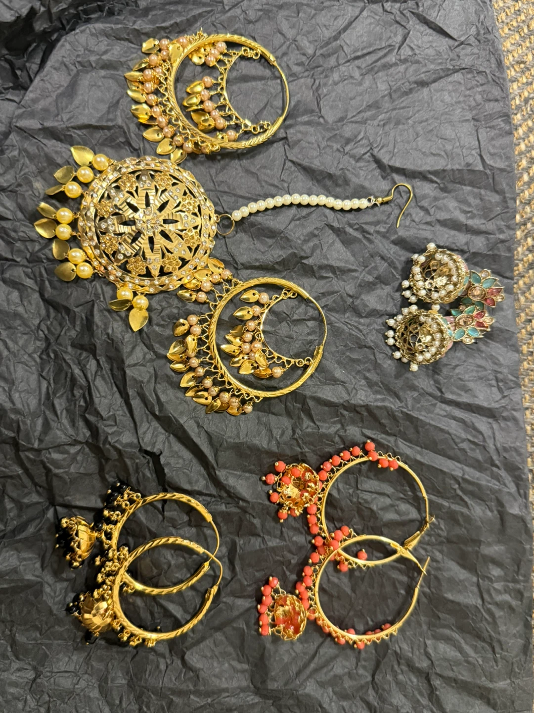 Gold-tone Jhumka and Hoop Earring Set - photo 3