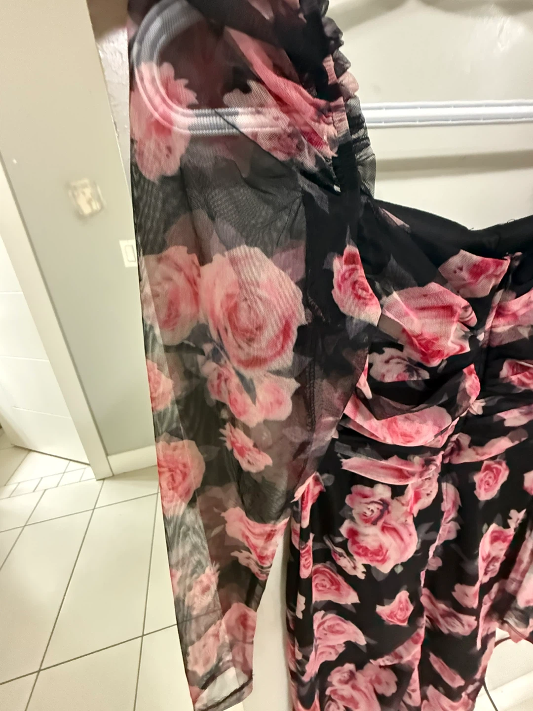Black floral mesh dress - photo 4
