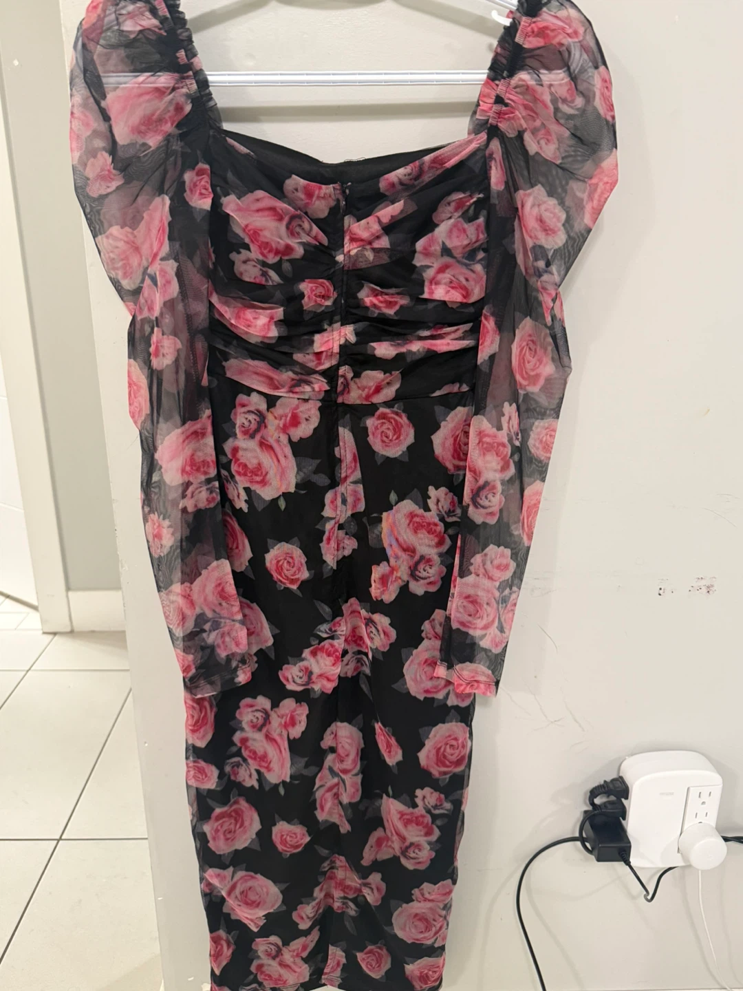 Black floral mesh dress - photo 2