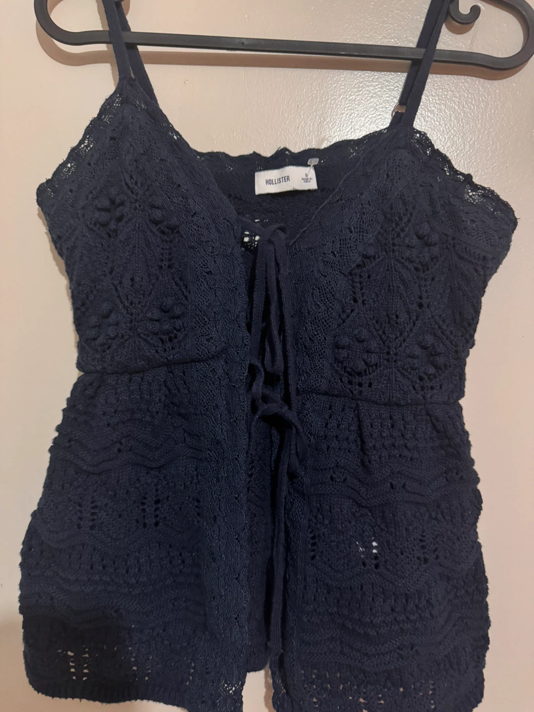 Hollister Navy Lace-Up Cropped Tank Top