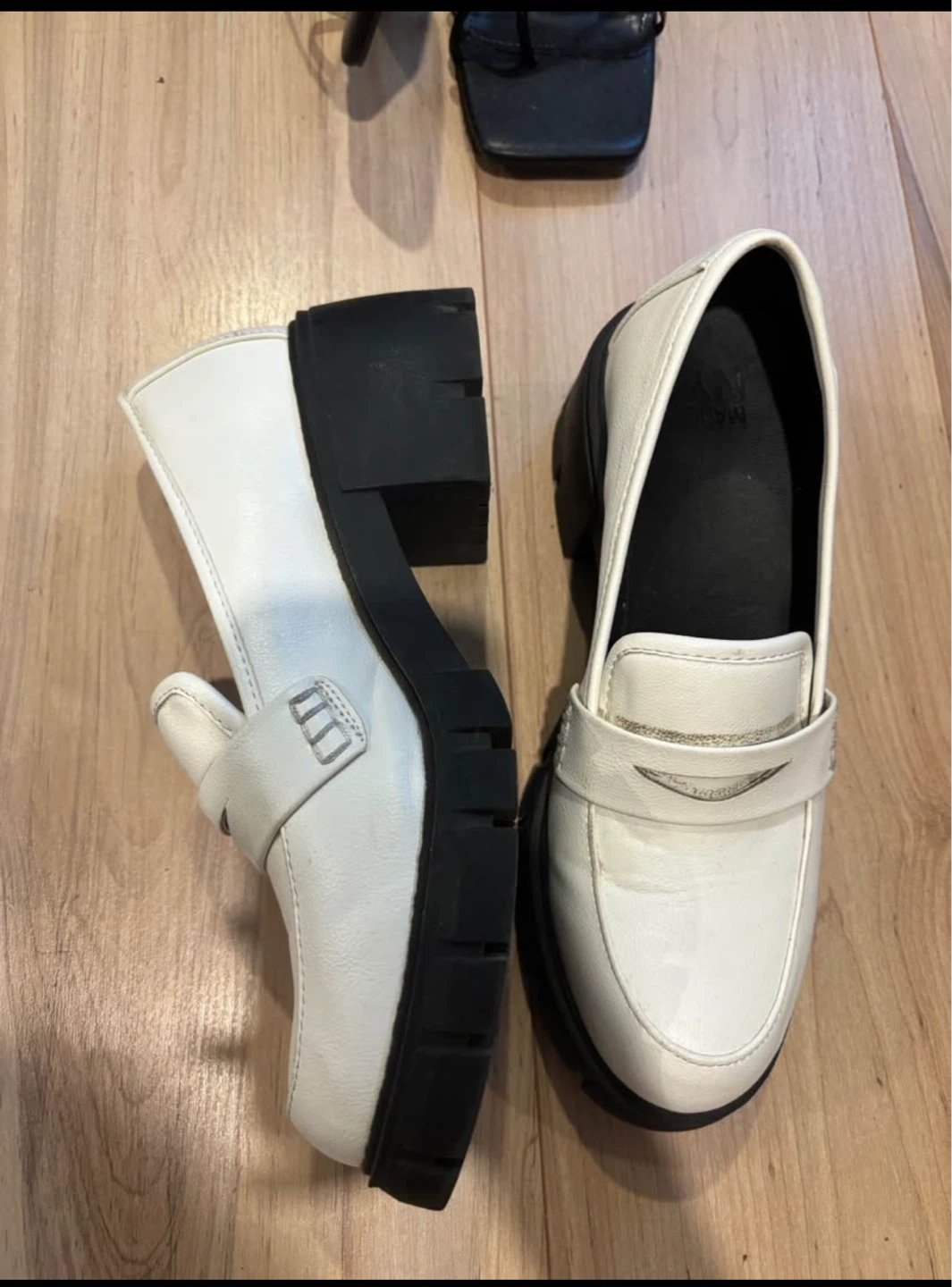 White Loafers with Chunky Platform Sole
