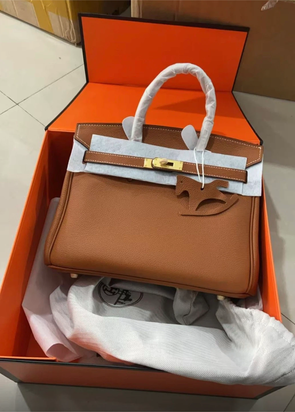 Hermes Birkin Style Handbag in Tan Leather