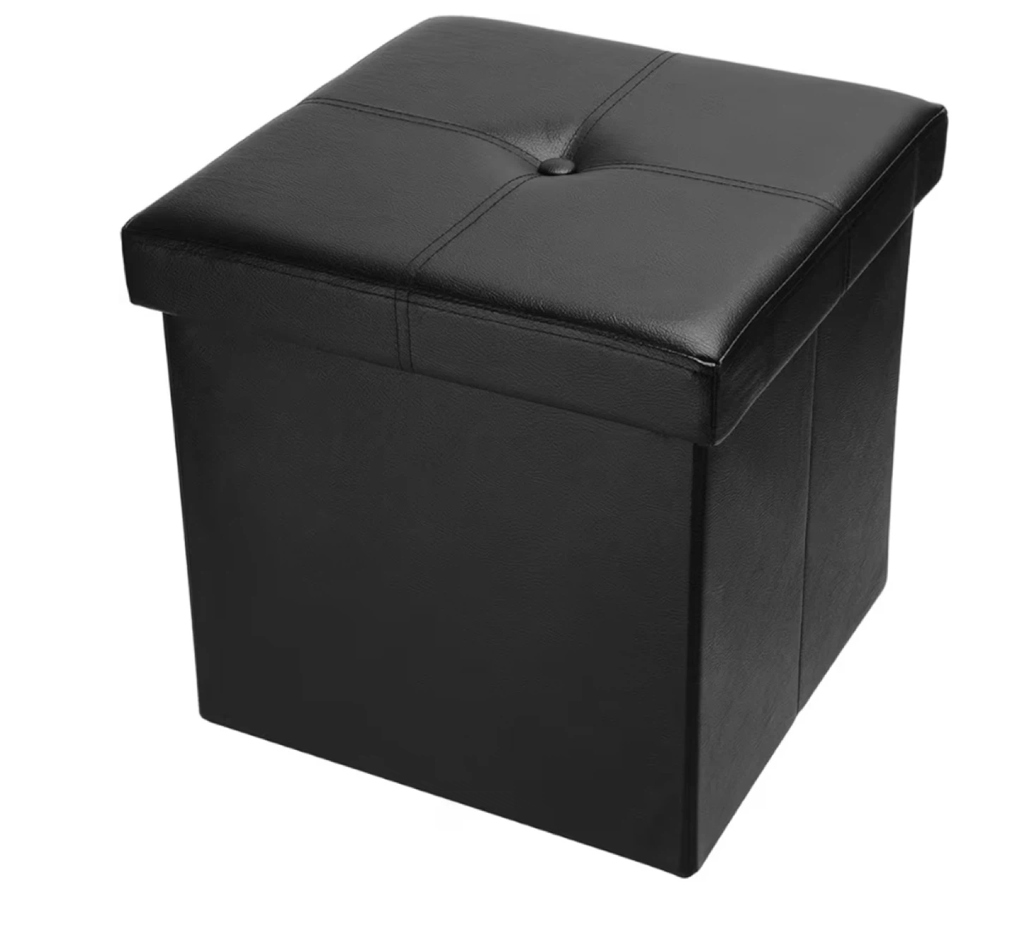 SortWise Folding Storage Ottoman (Black, 12.5" x 12.5" x 12.5")