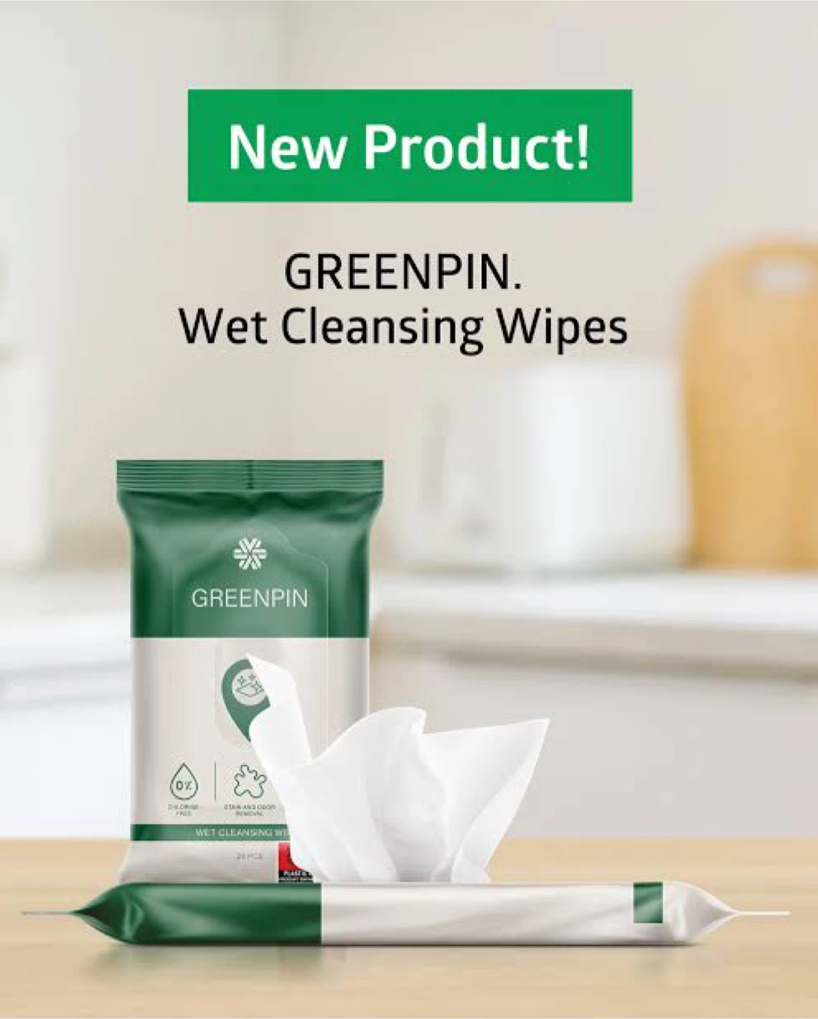 GREENPIN Eco Wet Cleansing Wipes - 24 Count
