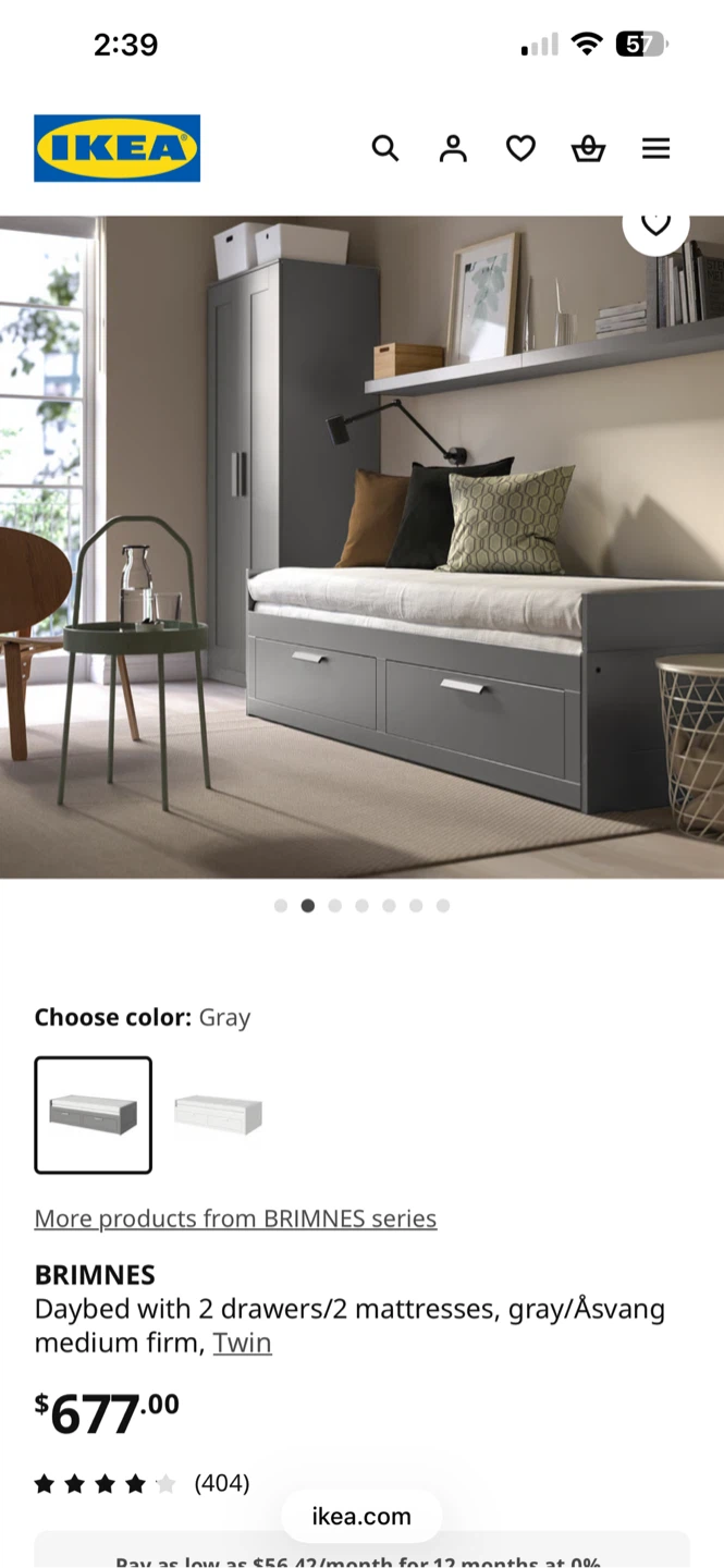 IKEA BRIMNES Daybed with 2 Drawers - Gray, Twin - photo 2