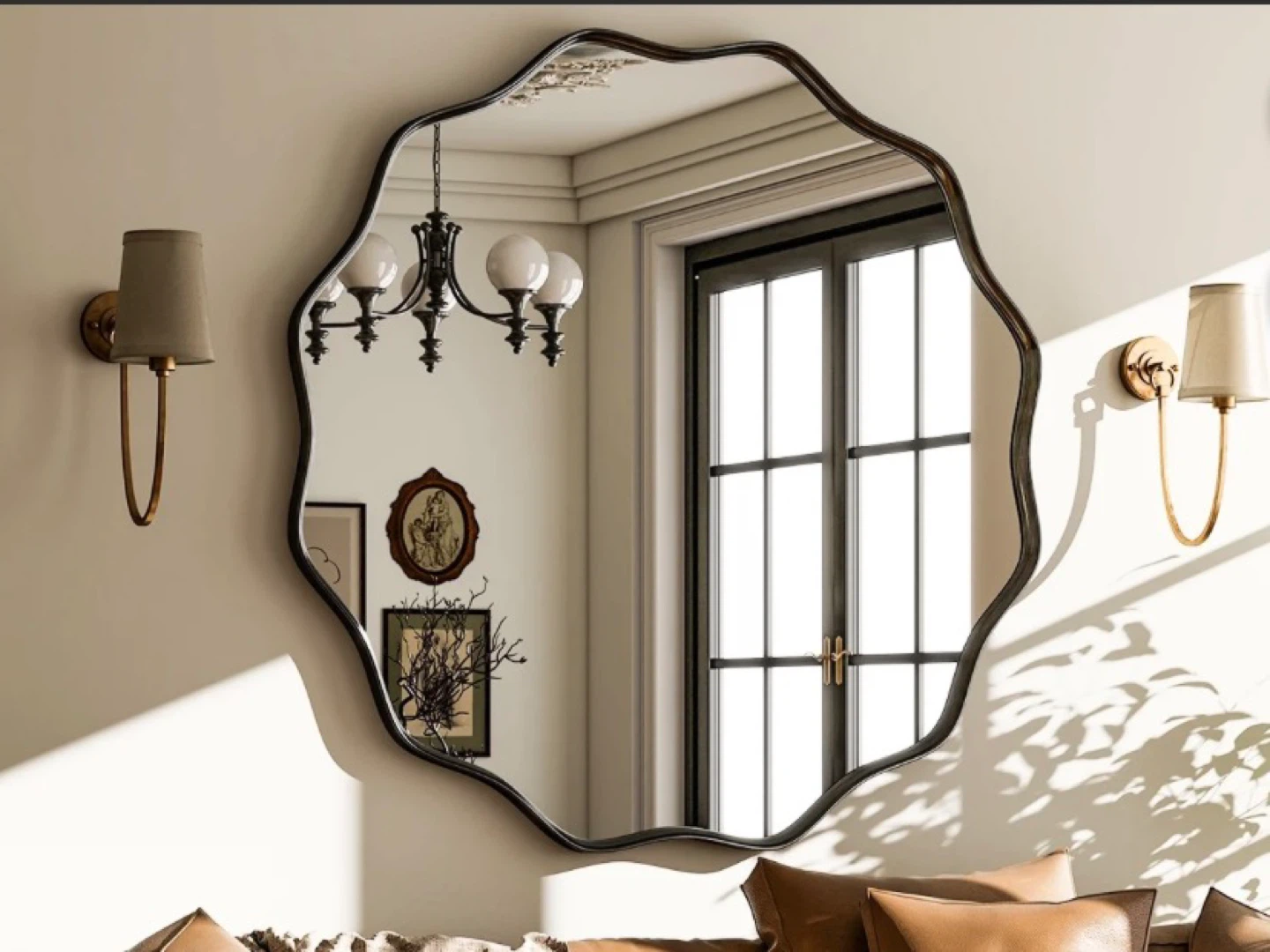 Wavy Black Framed Mirror