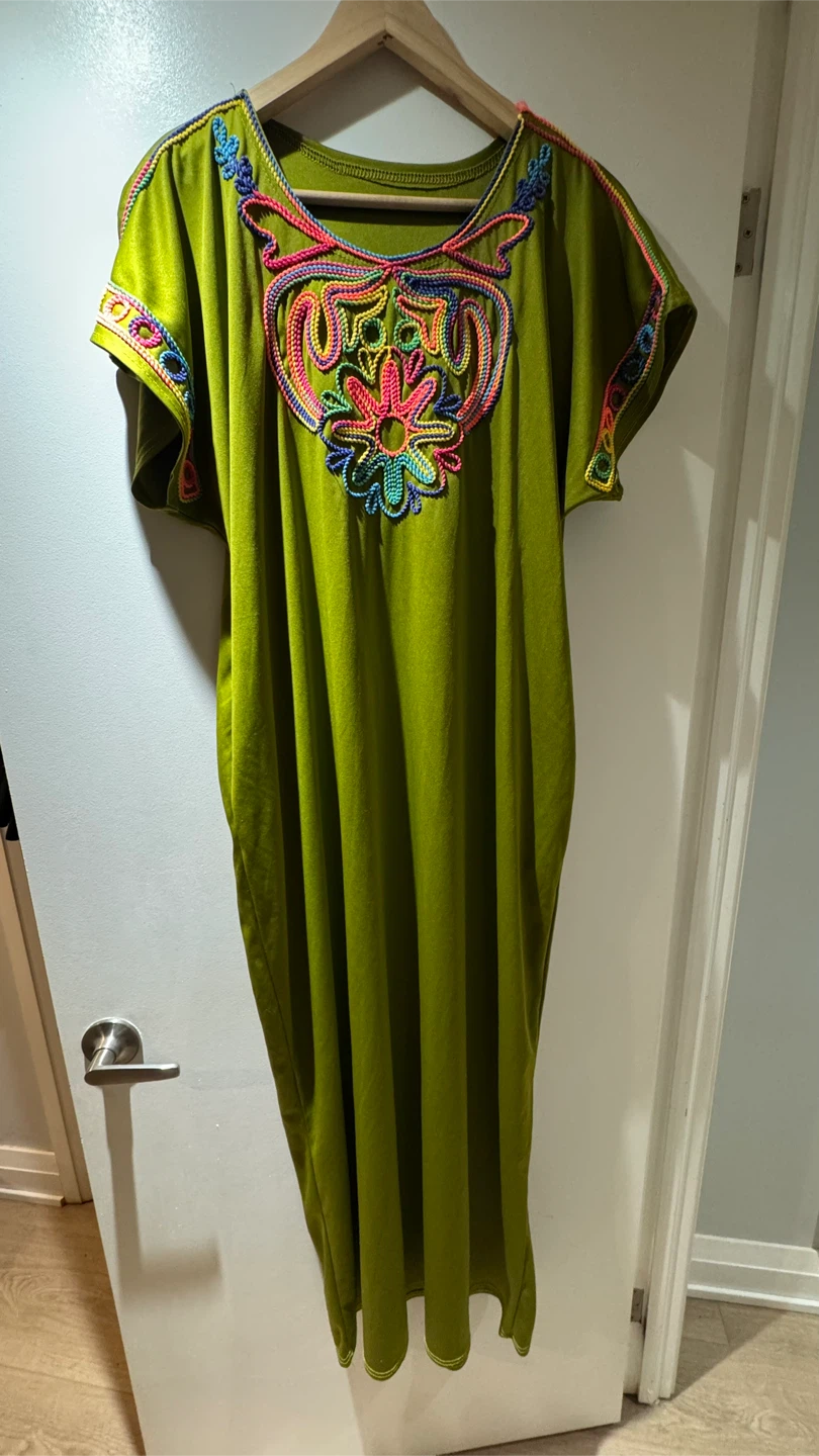 Green Embroidered Kaftan Dress - photo 3