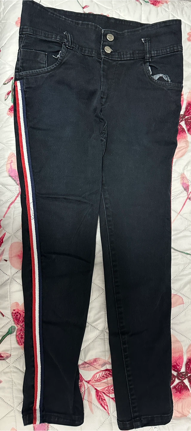 Black Denim Jeans with Side Stripe - photo 4