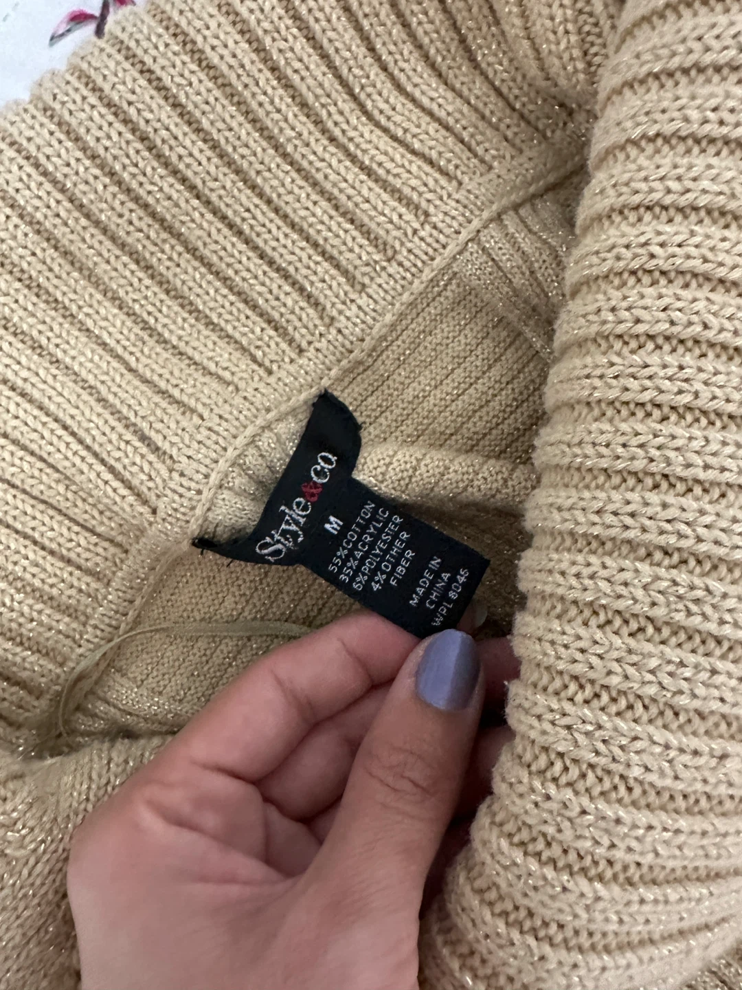 Style & Co Beige Knit Sweater - Size M - photo 2