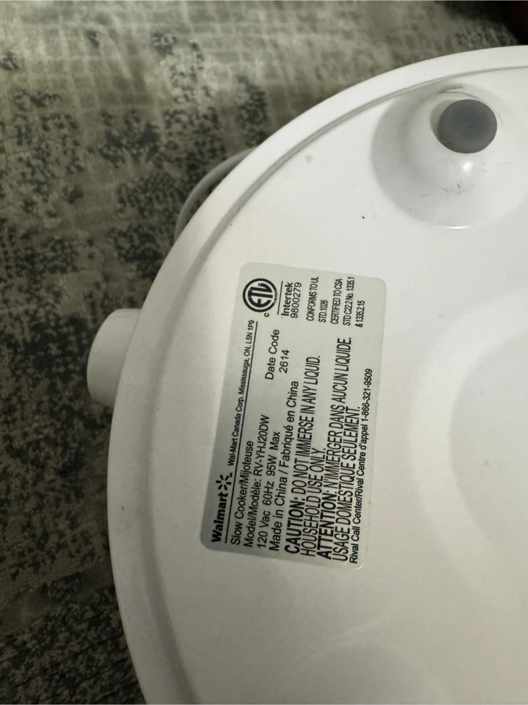 Rival Slow Cooker 120 Vac 60Hz 95W Max - photo 5