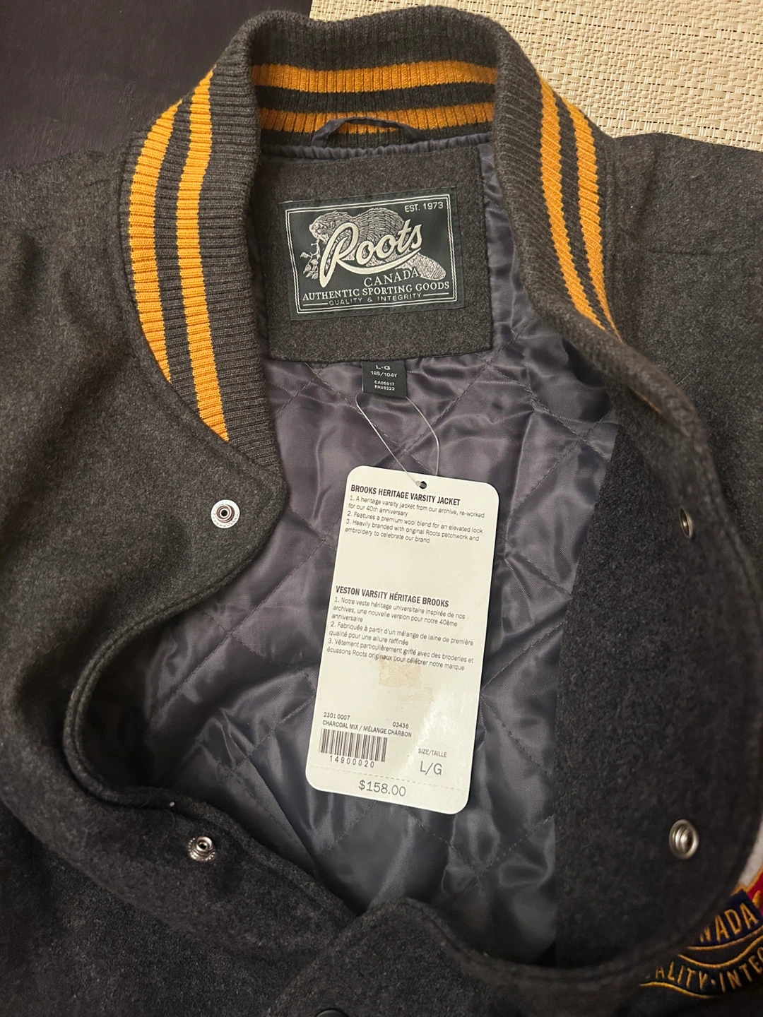 Roots Brooks Heritage Varsity Jacket Large - photo 4