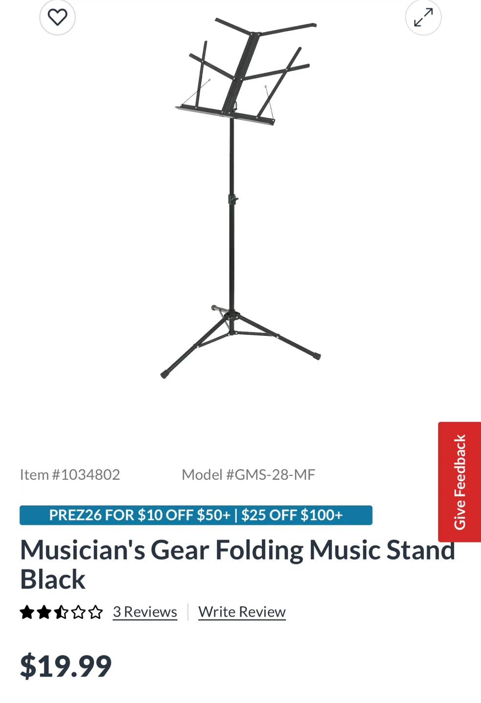 Musician's Gear Folding Music Stand Black - photo 2