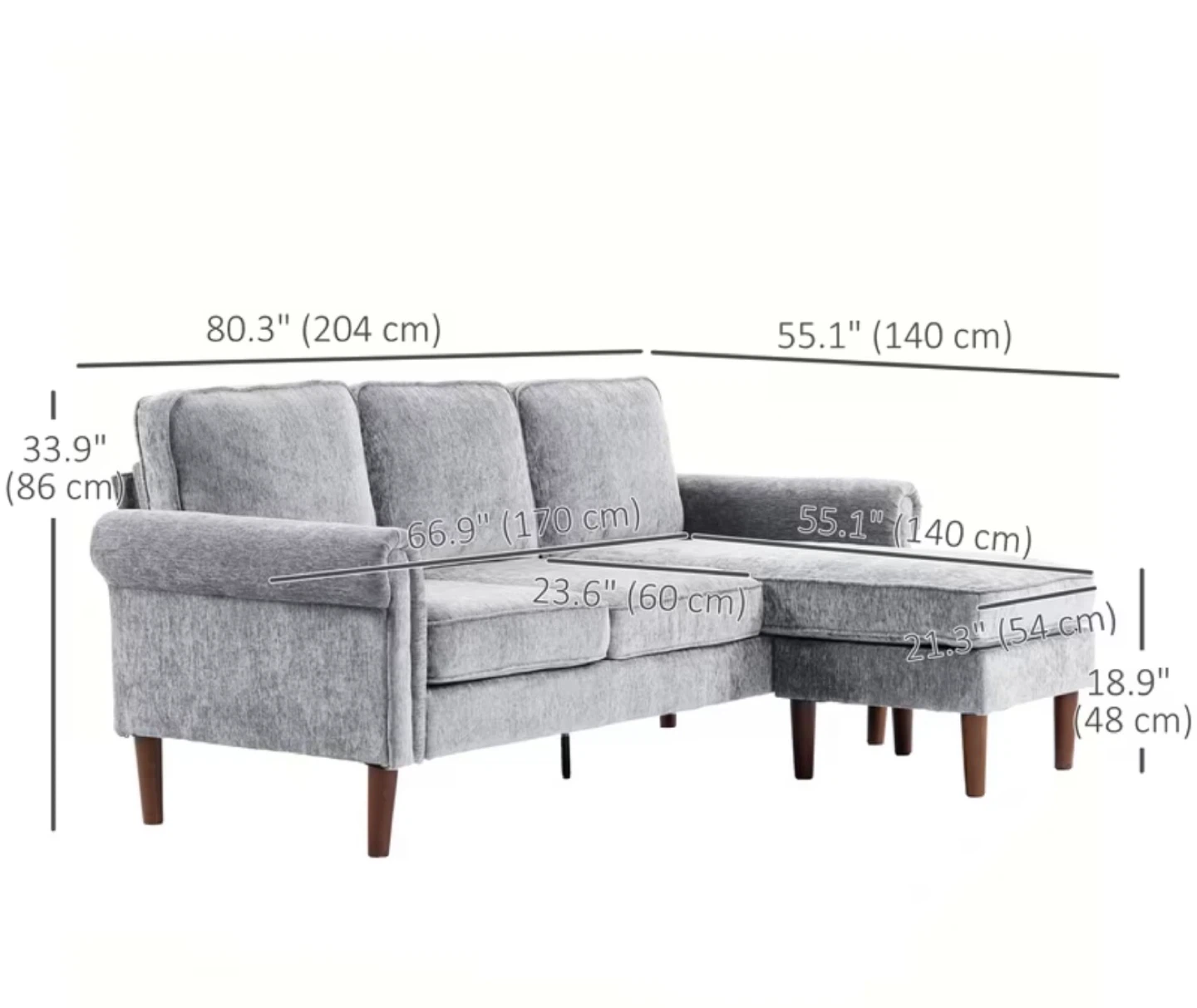 Brand New In Box Reversible Chaise Lounge Sofa - photo 3