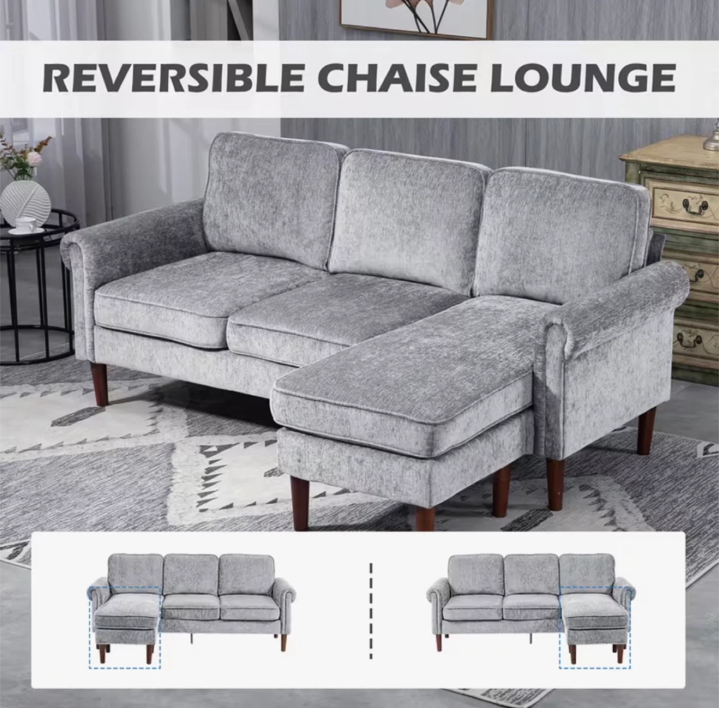 Brand New In Box Reversible Chaise Lounge Sofa - photo 4
