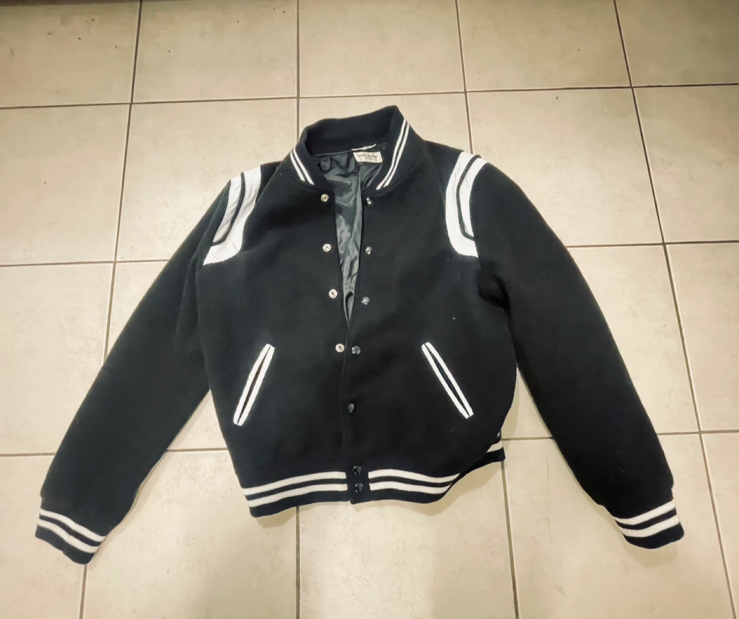 Saint Laurent teddy varsity  bomber jacket