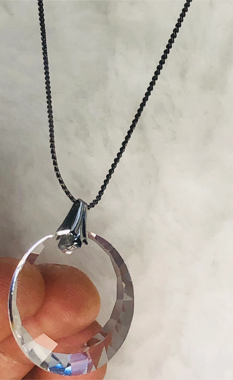 Clear Crystal Circle Pendant Necklace - photo 2