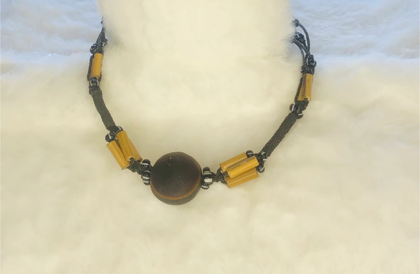 Sea Bean Mucuna Ojo de Buey Seed with Bamboo Beads Necklace - photo 2