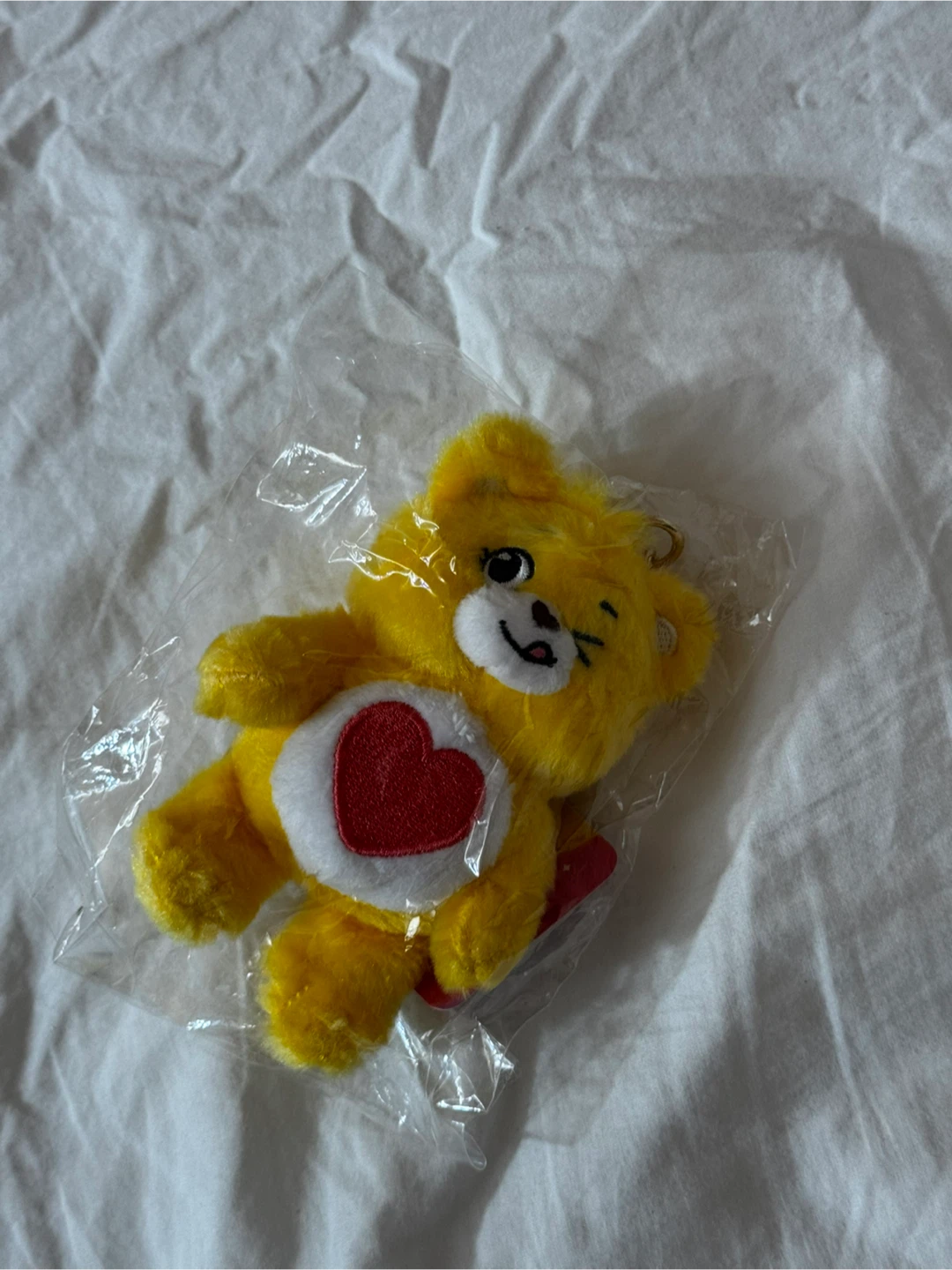 Yellow Care Bear Plush Keychain