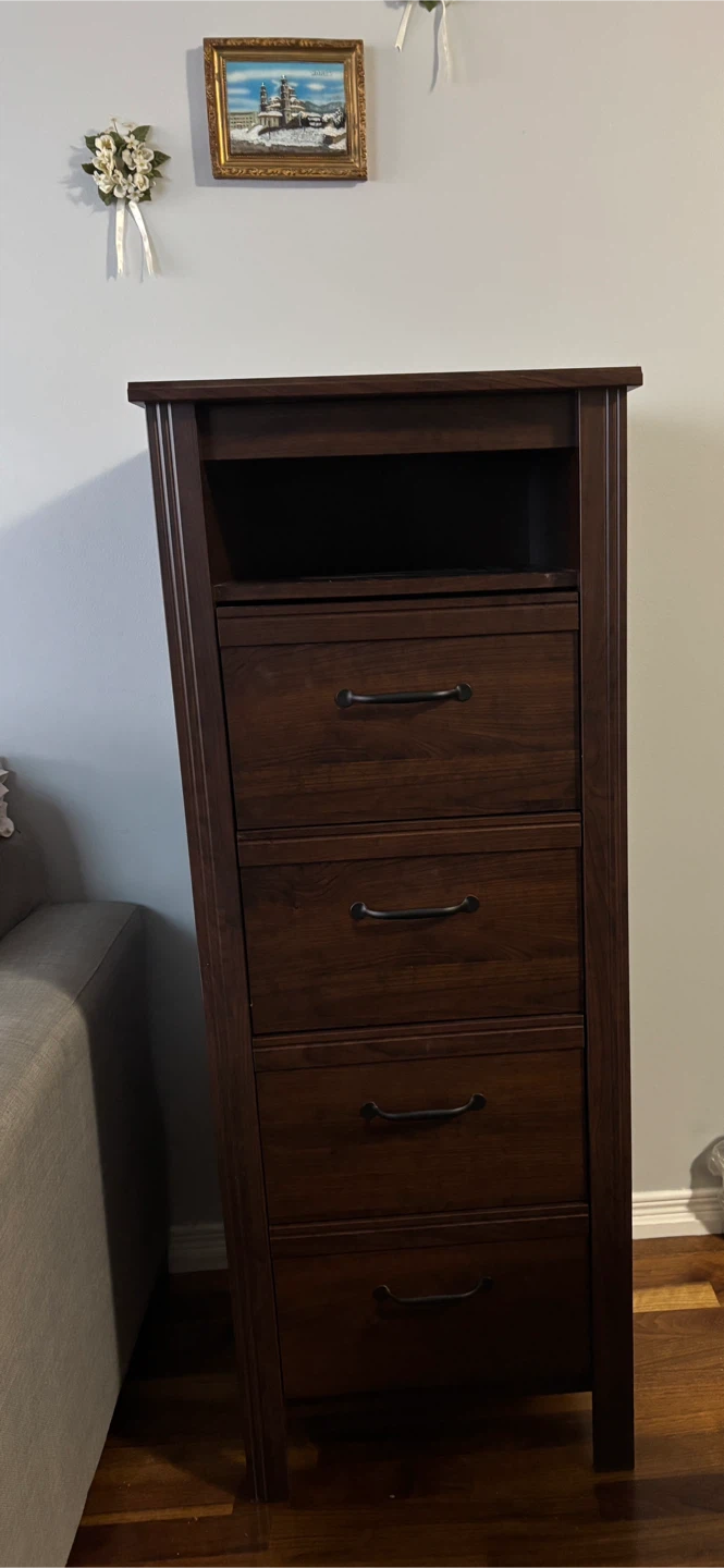 Dark Wood 4-Drawer Chest with Shelf - photo 2