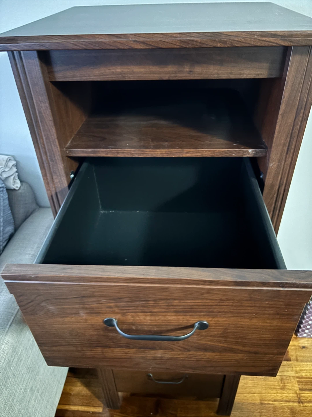 Dark Wood 4-Drawer Chest with Shelf - photo 3