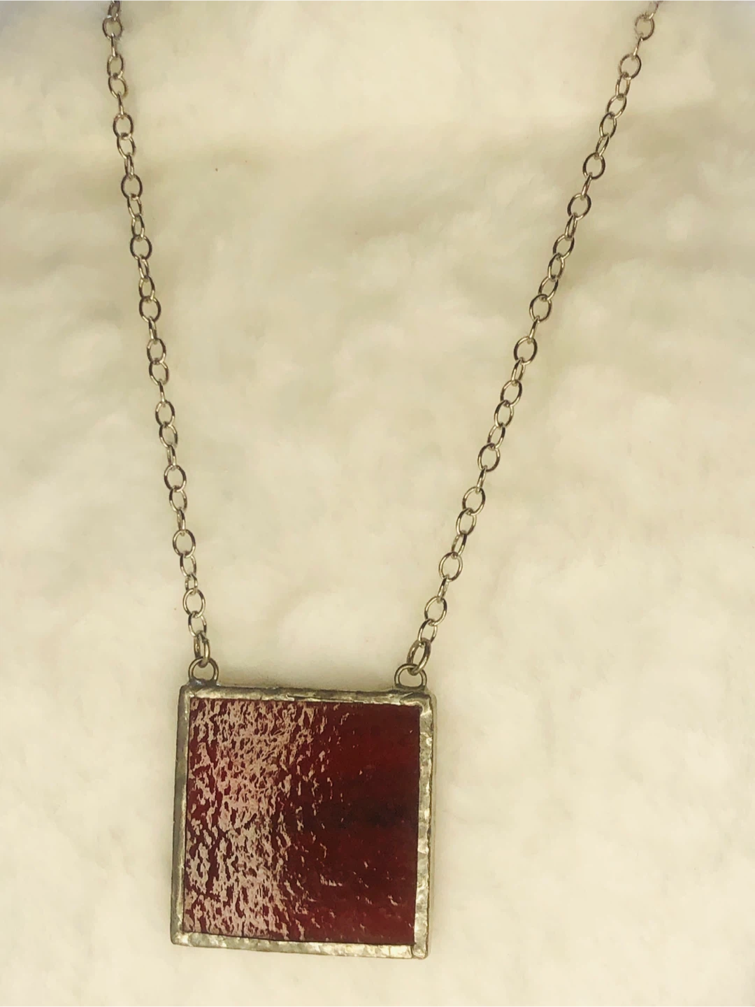 Stained Glass Square Pendant Necklace