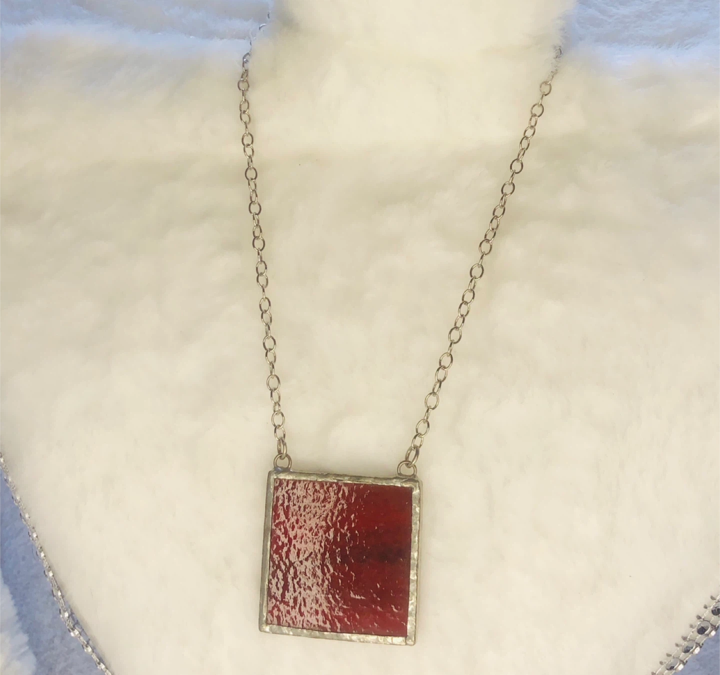 Stained Glass Square Pendant Necklace - photo 2