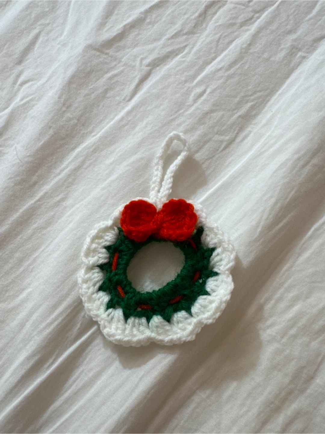 Handmade Crochet Christmas Wreath Ornament