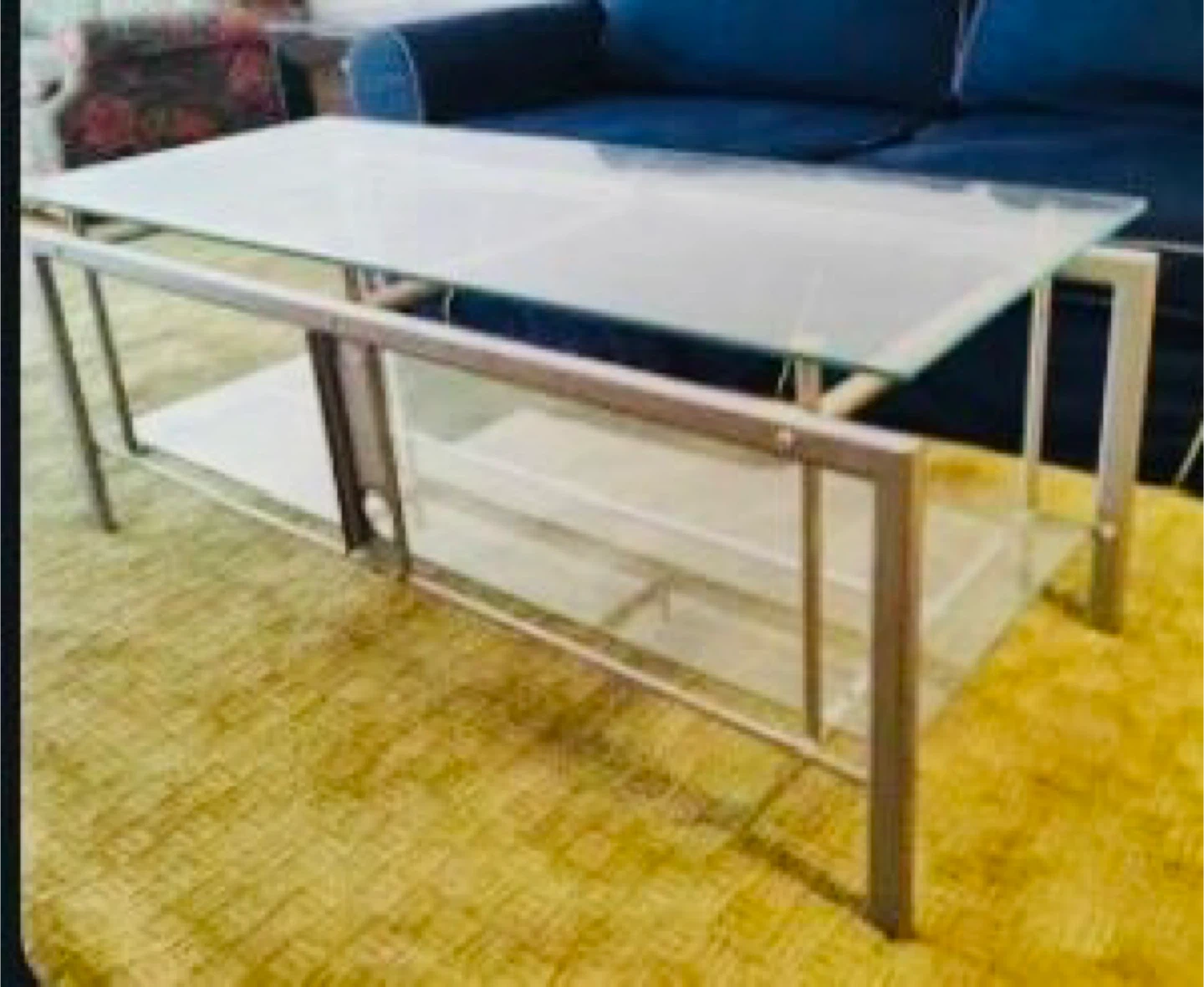Glass top TV table with Metal Frame