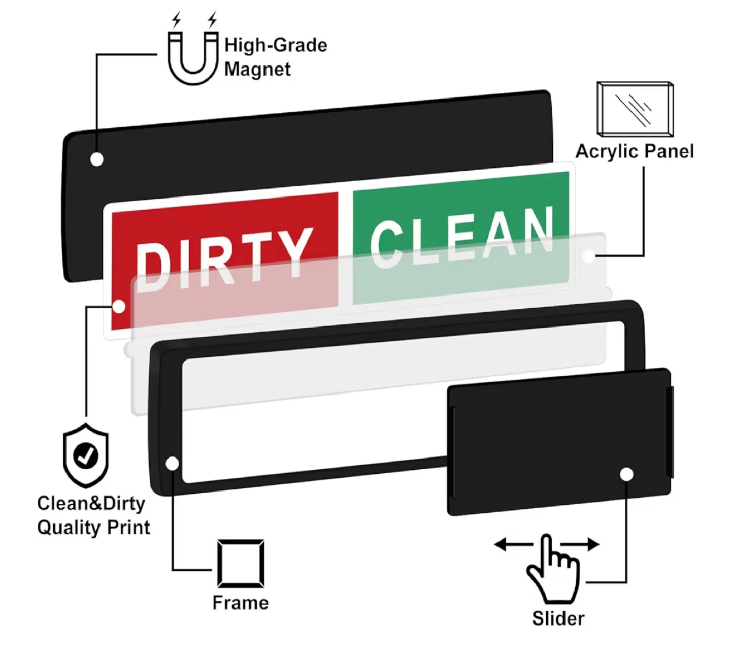 Sliding Dishwasher Magnet Sign - Clean/Dirty Indicator - photo 4