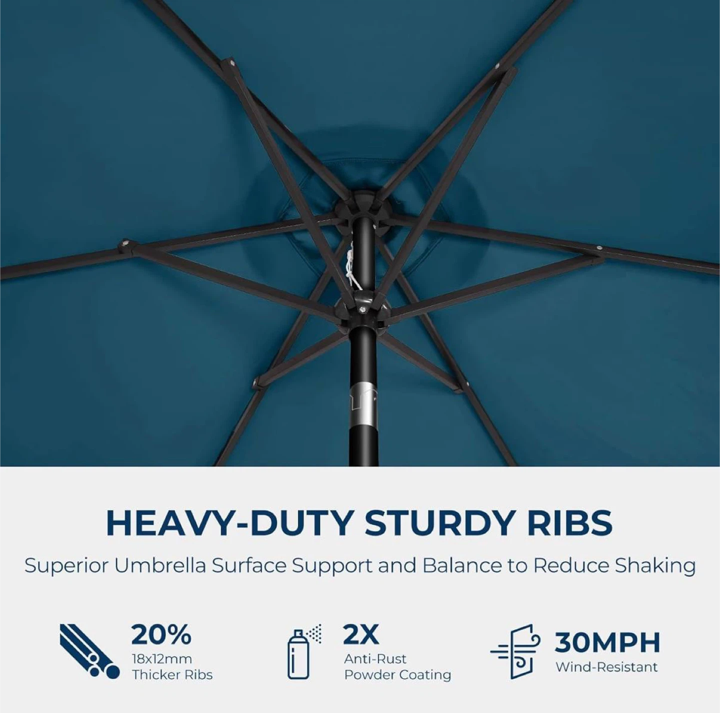 Teal Patio Umbrella with Tilt Mechanism - photo 4