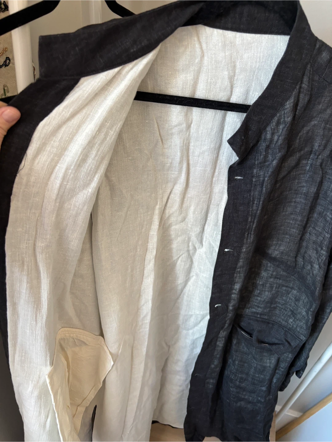 Black Linen cotton Long Sleeve Shirt Jacket - photo 5