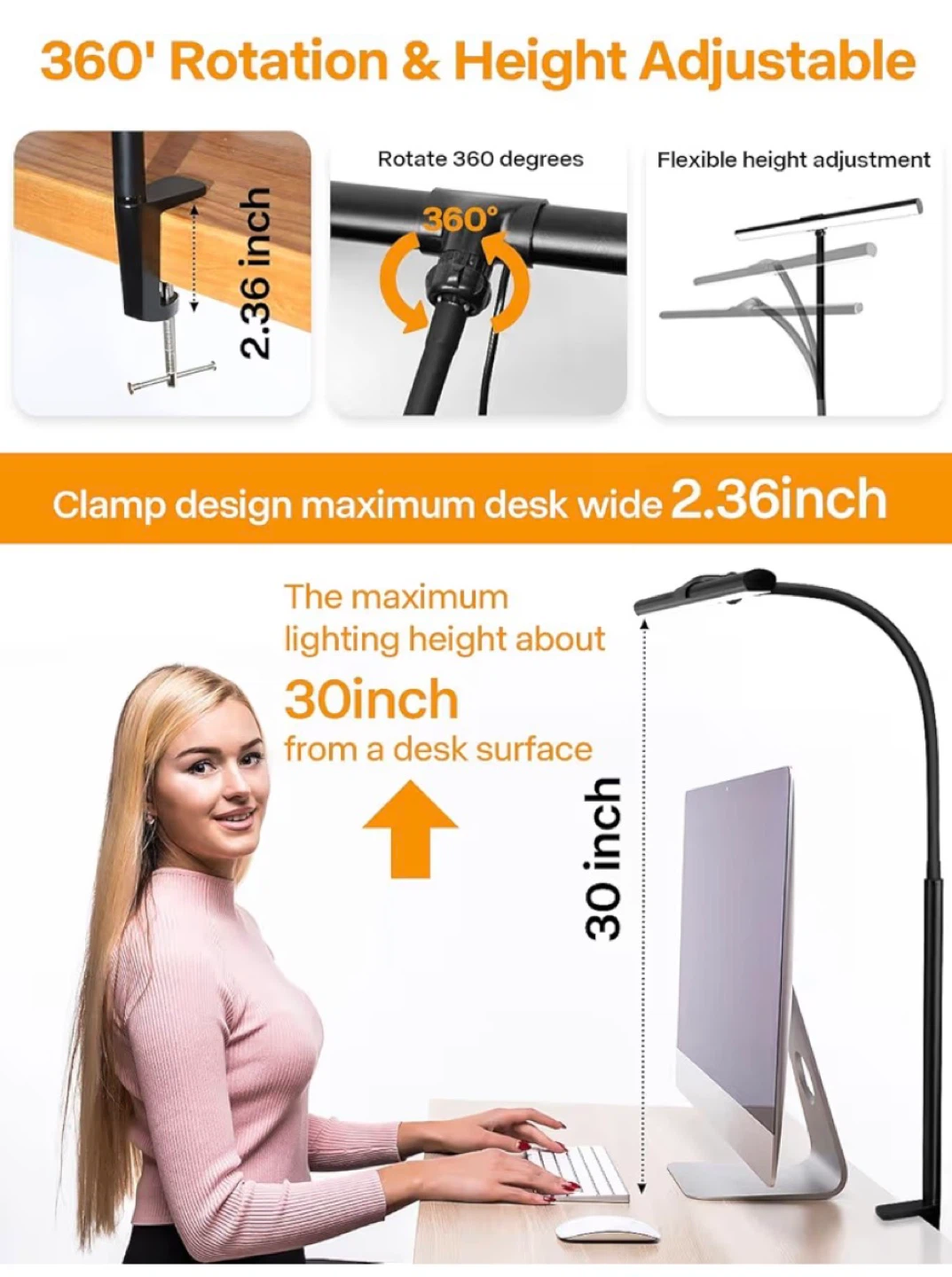 LED Desk Lamp - Adjustable, Black - photo 4