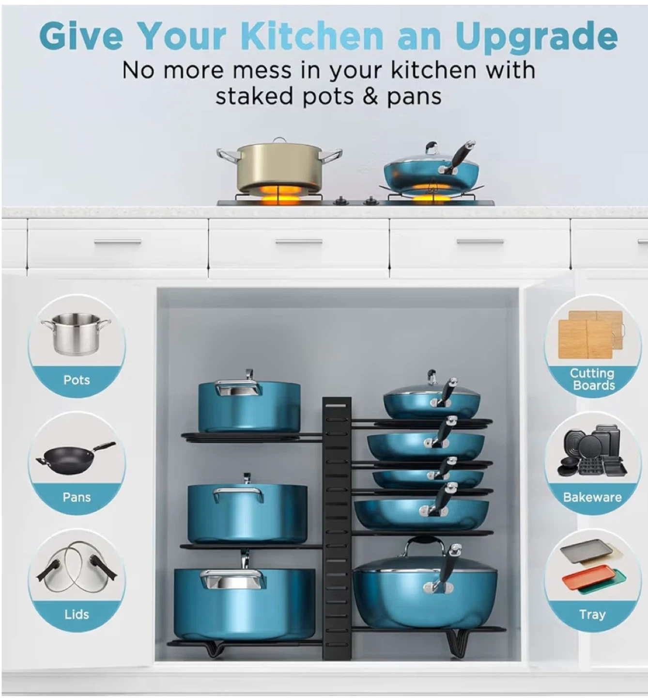 Black Metal Pot & Pan Organizer Rack - photo 5