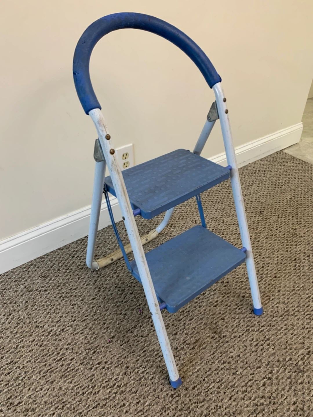 Step Stool Ladder - Blue 2-Step Folding with Handrail / Tools