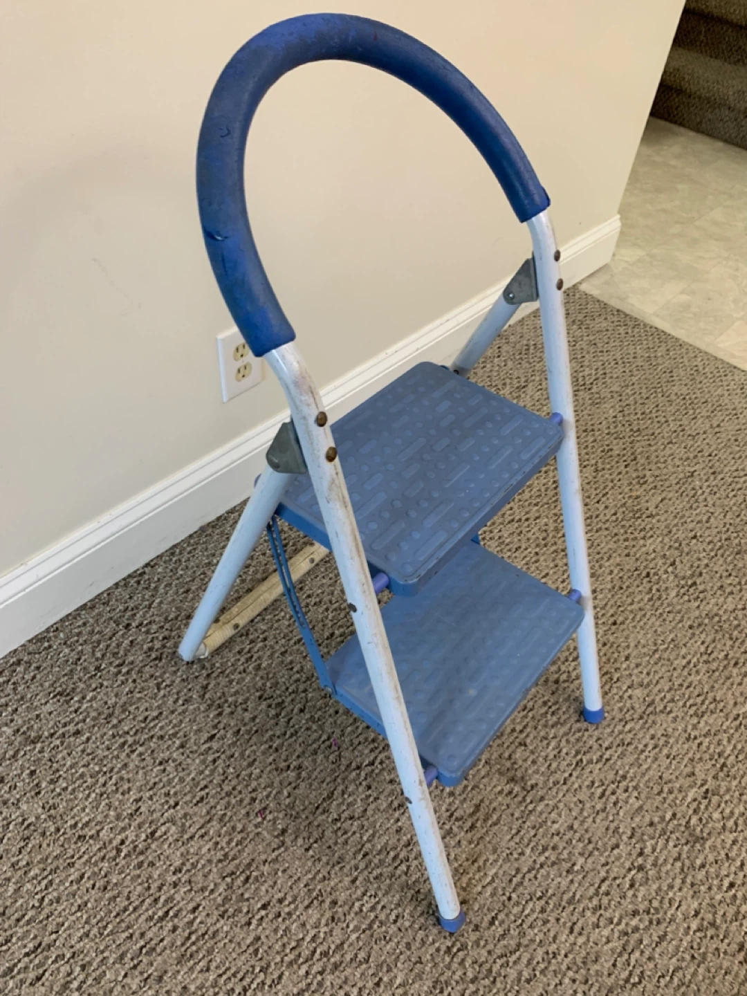 Step Stool Ladder - Blue 2-Step Folding with Handrail / Tools - photo 4