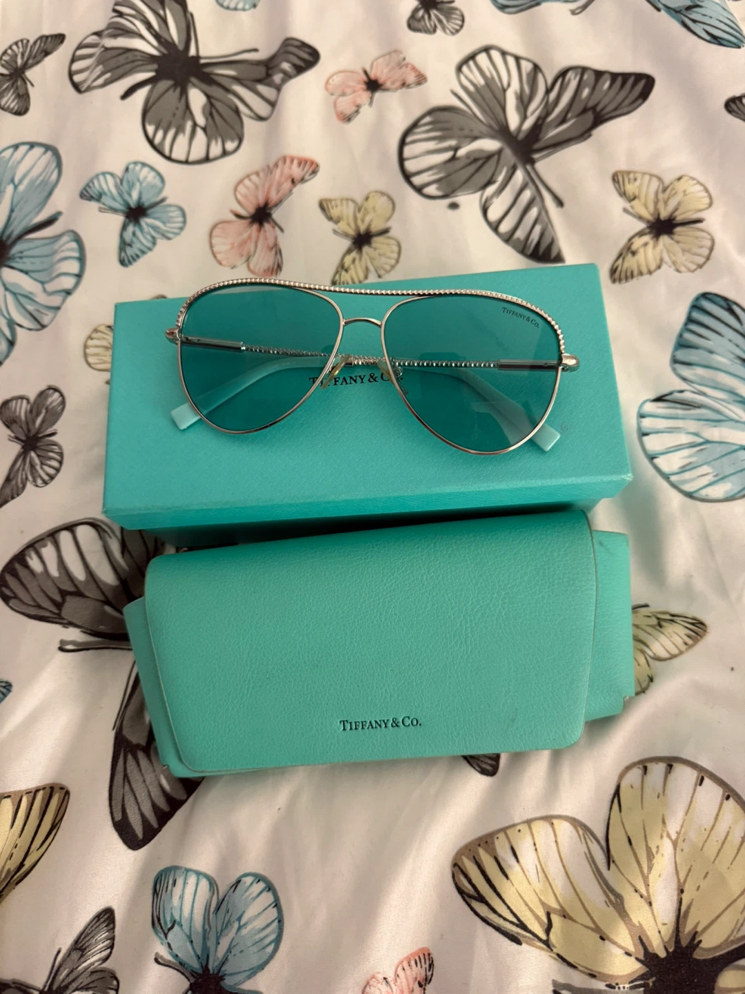 Tiffany & Co. Aviator Sunglasses with Case and Box