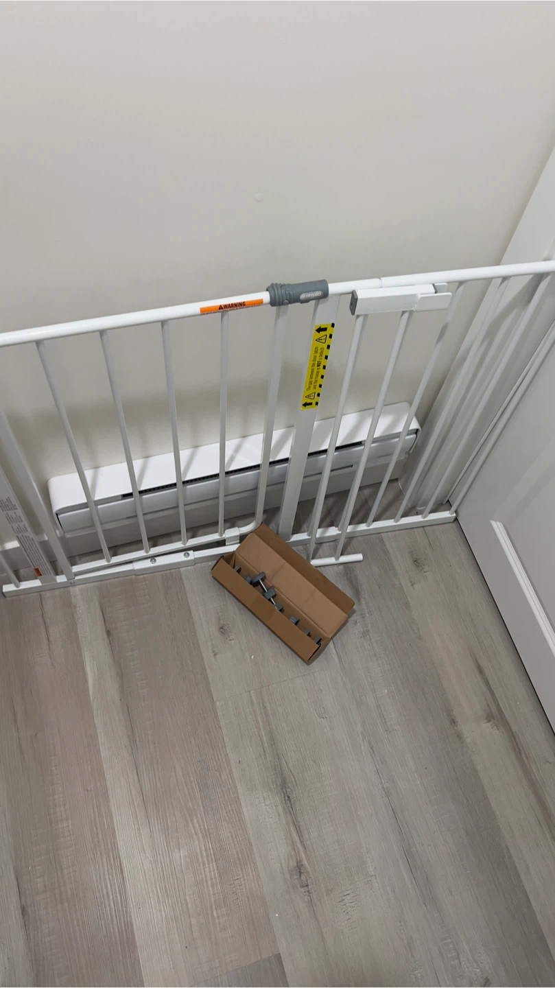 White Metal Baby Gate with Hardware
