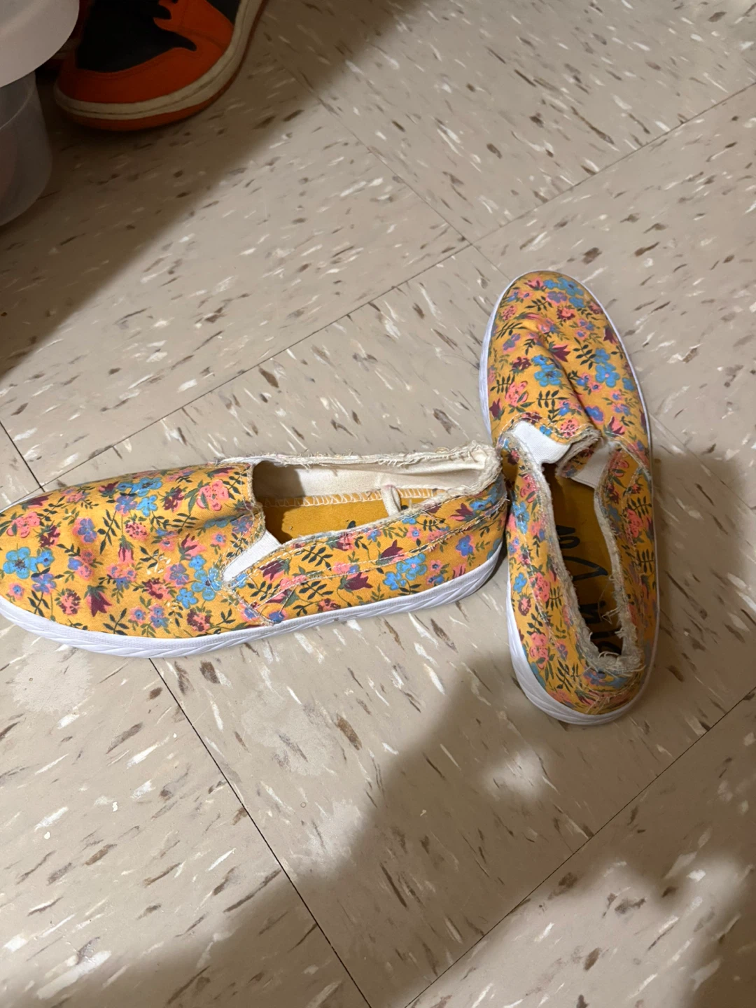 Blu V. Women's Slip-On Canvas Shoes - Yellow Floral Print - photo 3